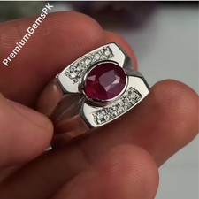 African Ruby, Natural Ruby Silver Ring, Ruby Gemstone Ring Sterling Silver 925