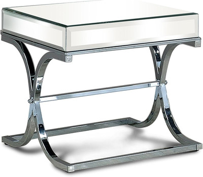 Luxy Chrome Mirror Panel End Table by