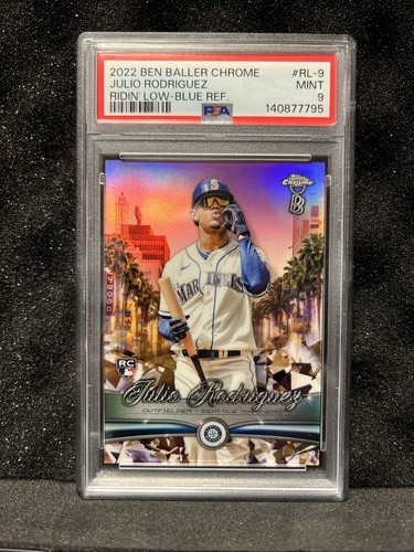 2022 Topps Chrome Ben Baller Julio Rodriguez RC Blue #/75 Ridin’ Low PSA 9