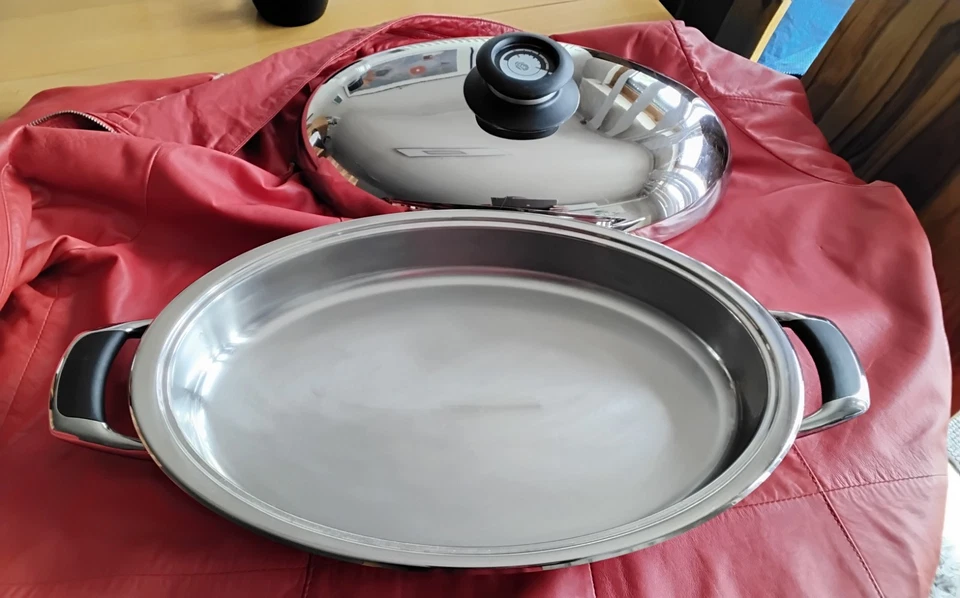 AMC Bräter Oval Fisch Pfanne Topf Hochraumdeckel Induktion   3,5 Liter Neuwertig