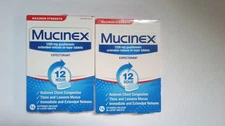 2 Mucinex Expectorant 12 Hour (14 Tablets Ea Box) Exp: 08/27 FREE SHIPPING