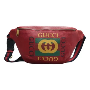 Sac ceinture en cuir rouge imprimé GUCCI 593 021325