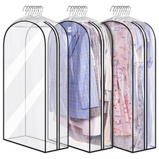 10" Gusseted All Clear Garment Bags for Hanging Clothes 3 Packs 40" Suit Bags...