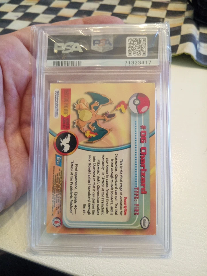 Pokemon: CHARIZARD #6 Holo FOIL 1999 Topps Pokemon T.V. Blue Vintage PSA 6 - Image 3 of 4