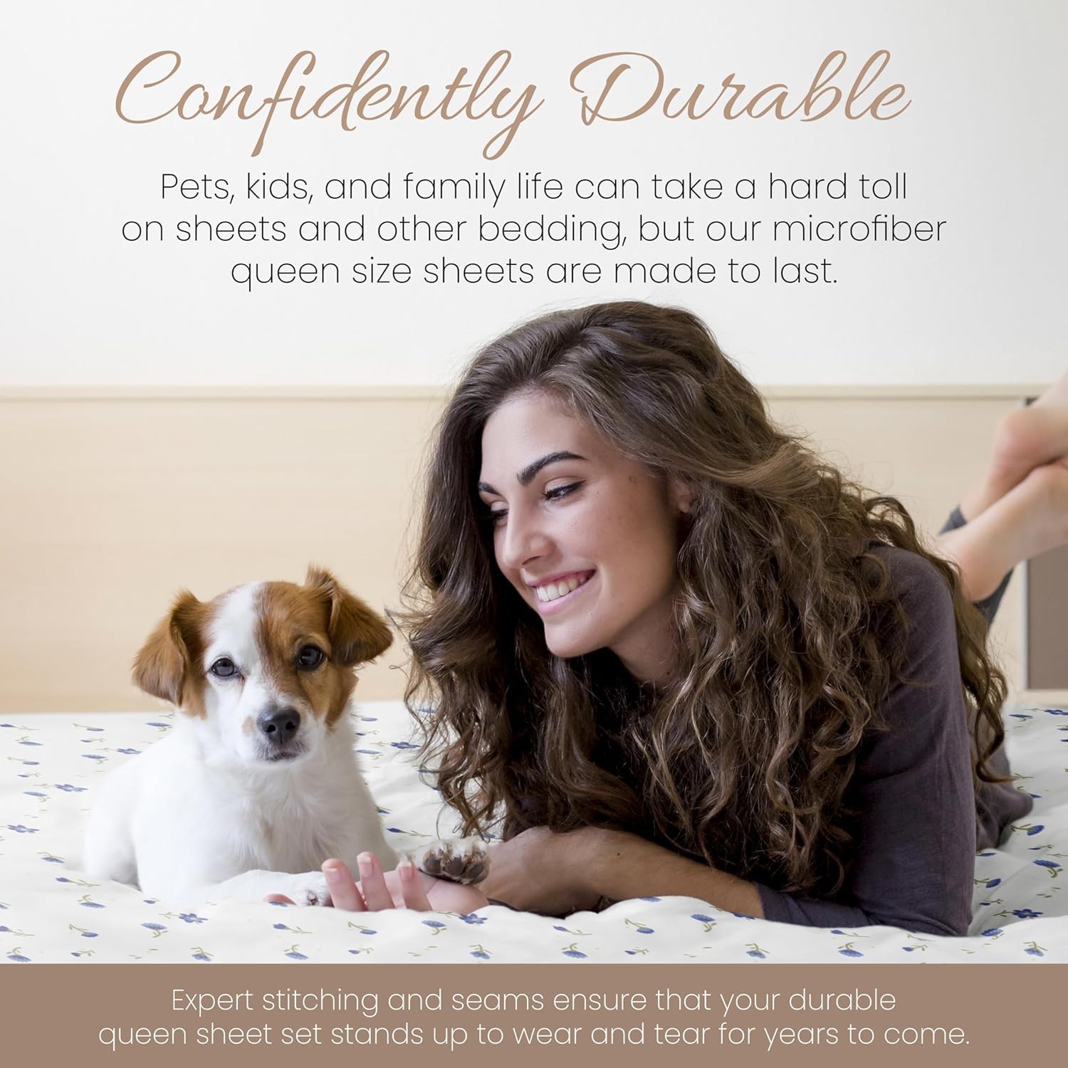 Double-Brushed Patterned Microfiber Queen Sheet Set 4 Piece – Oeko-TEX Certif...