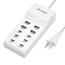 10-Port Portable USB Fast Charging Station Multi Port Charging Hub