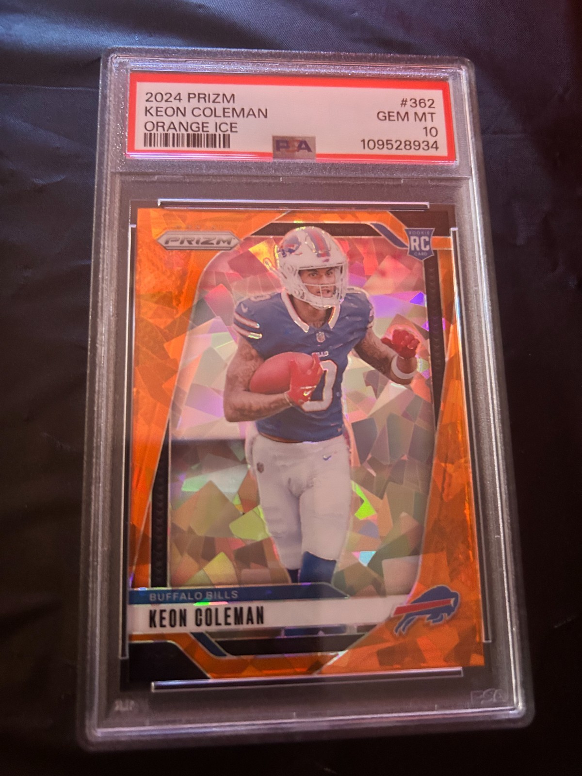 2024 PANINI PRIZM ORANGE ICE #362 KEON COLEMAN ROOKIE RC PSA 10