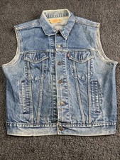 Vintage Levis Denim Vest Men  s Size Medium Made In USA Rockabilly Biker