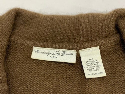 Cambridge Dry Goods Brown Mohair Blend Zip Up Sweater Cardigan Jacket Petite M - Picture 6 of 6
