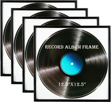 , Black Music Record Album Frame, 4 Pack, 12.5x12.5 Inch High Glossy Frame, M...