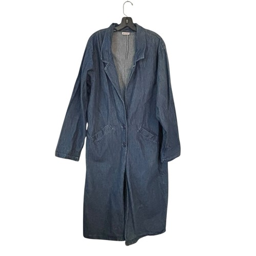 Vintage Vivaldi Denim trench Jacket Duster Long Line Pockets Country Boho XL - Picture 9 of 9