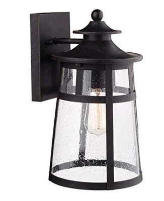 Globe Electric 43574 Ezekiel 1-Light Bronze Outdoor Wall Lantern Sconce NEW