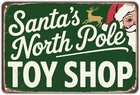 Santa's North Pole Toy Shop Tin Metal Signs Home Décor Vintage Christmas Santa C