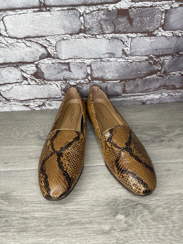 VIONIC Willa Boa Piel de Serpiente Estampado Cuero Mocasines Zapatos Planos Mujer 8.5M EE. UU./40EU Foto 3 de 4