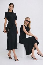 Victoria Beckham Gathered Waist Midi Dress Size UK 10 US 6 NWT
