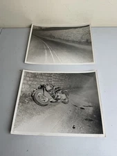 VTG Military Real Photos Lot Of 2 1940’s Indian Motorcycle Accident Kansas