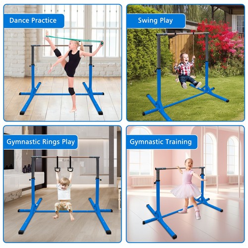 Adjustable For Kids Gymnastics Bar Junior Training Kip Bar for Home Use Blue - Picture 6 of 7