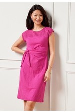 Talbots Nantucket Slub Eyelet Yoke Dress in Hot Pink Jersey Size XL NWOT Cotton