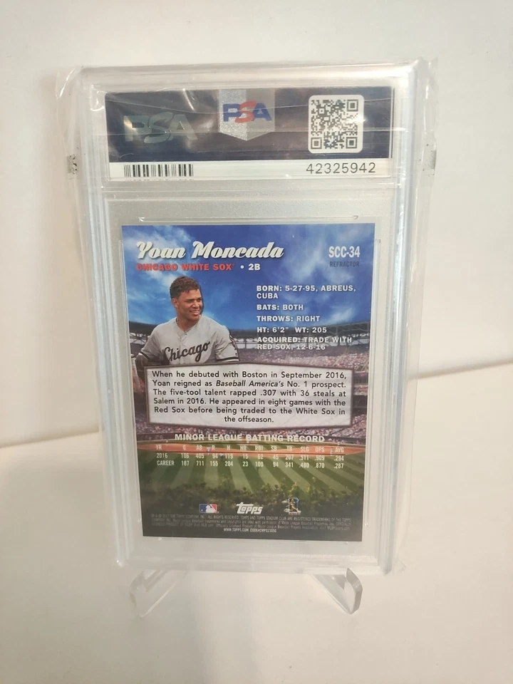 Yoan Moncada 2017 Stadium Club acuñado en oro PSA 10 gemas como nuevo 10 Foto 2 de 2