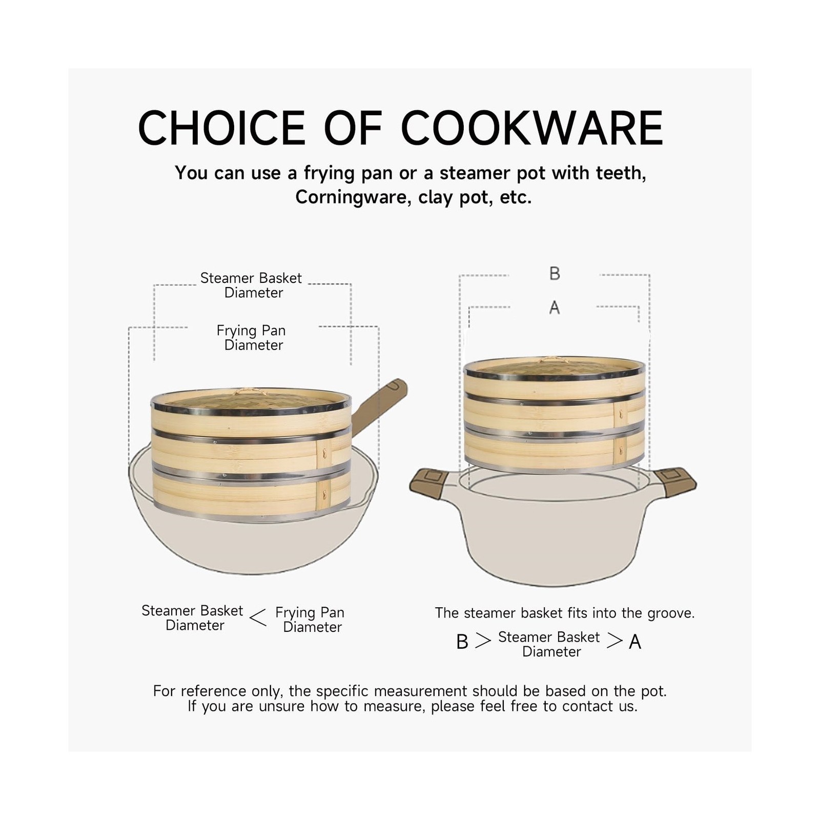 3 Tier Kitchen Bamboo Steamer with Double Stainless Steel Banding f... Fast Ship