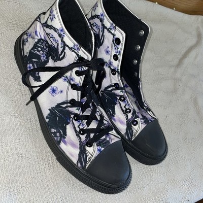 RAAD SHOP Mid Top Sneakers Mens Size 14 M Japanese Samurai Violet Flowers
