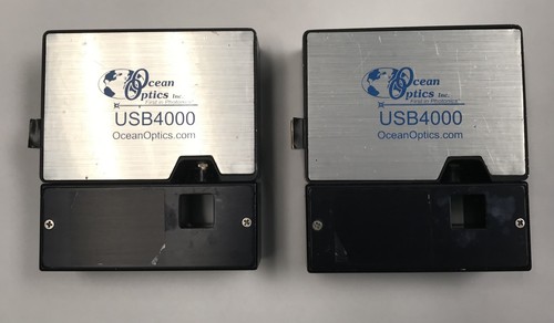 Lot of 2 Ocean Optics USB4000 Spectrometers with lamp and cuvette holder, tested