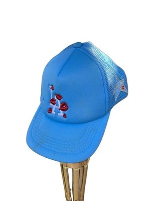 La Ropa LA To Live And Fly In Trucker Hat Sky Blue With Lip Kisses Embroidery