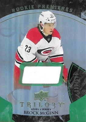 Brock McGinn Trilogy 2015-16 Green Rookie Premieres Jersey x/599 Hurricanes - Bild 1 von 2