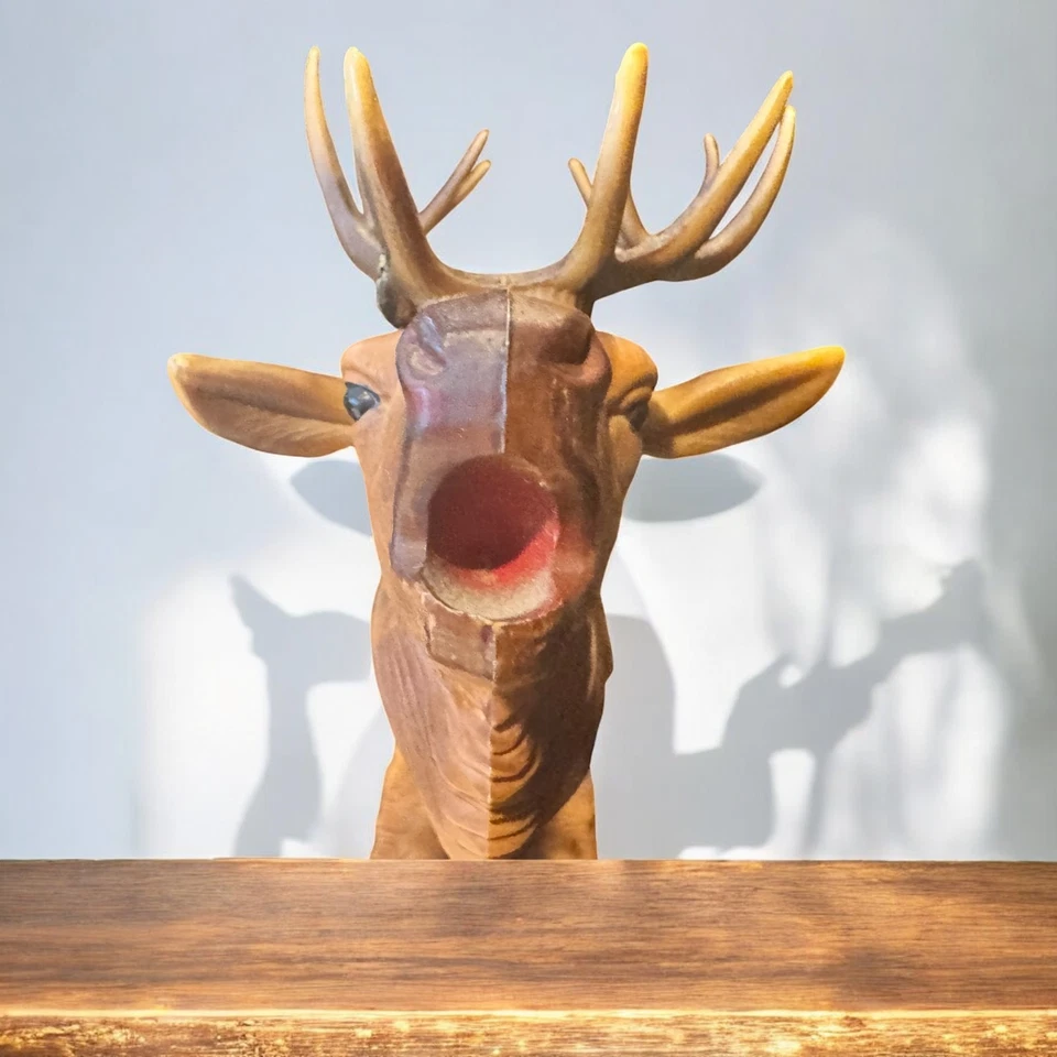 Estatuilla de alce de cornetas de colección resina imitación madera talla vida silvestre decoración de albergue 7 pulgadas Foto 2 de 4