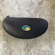 Costa Del Mar Sunglasses Clam Shell Case Hard Zip Up Black w/ yellow/blue Logo