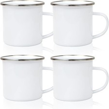 Case of 24 LumaSteel Sublimation Enamel blank  Camp Mugs - 12oz White / Silver