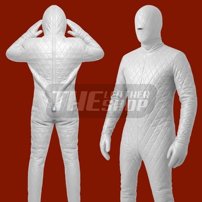 Quilted Leather Catsuit Womens, Full Body Restraint suit Bondage Custom Size New