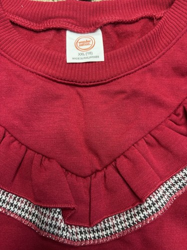 Girls Maroon Wonder Nation Long Sleeved Sweatshirt Ruffles Size XXL (18) - Picture 3 of 3