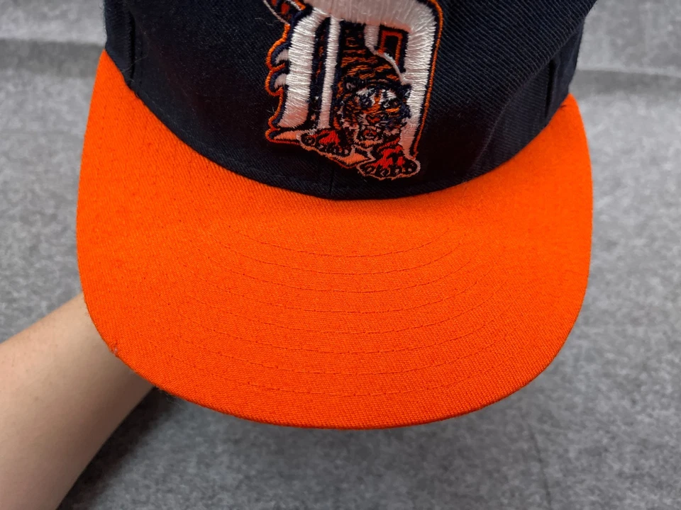VINTAGE Detroit Tigers Hat Cap Strap Back Adult 7 1/8 Blue Orange 100% Wool 90s - Image 3 of 4
