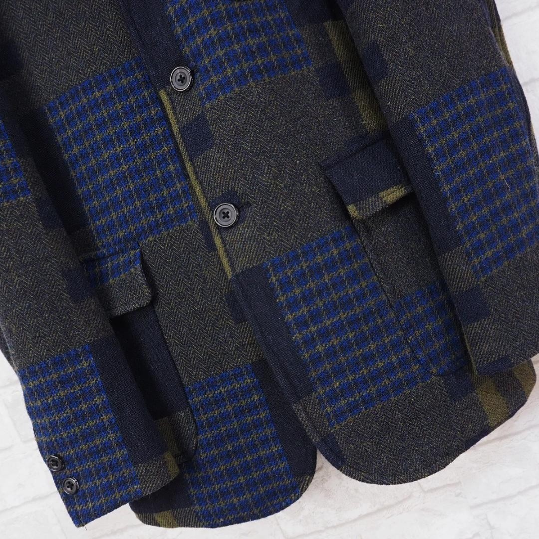 Beams Plus Patchwork Wool Tailored Jacket Size S … - image 3