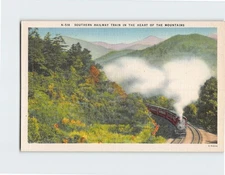 Postcard Southern Railway Train in the Heart of the Mountains USA