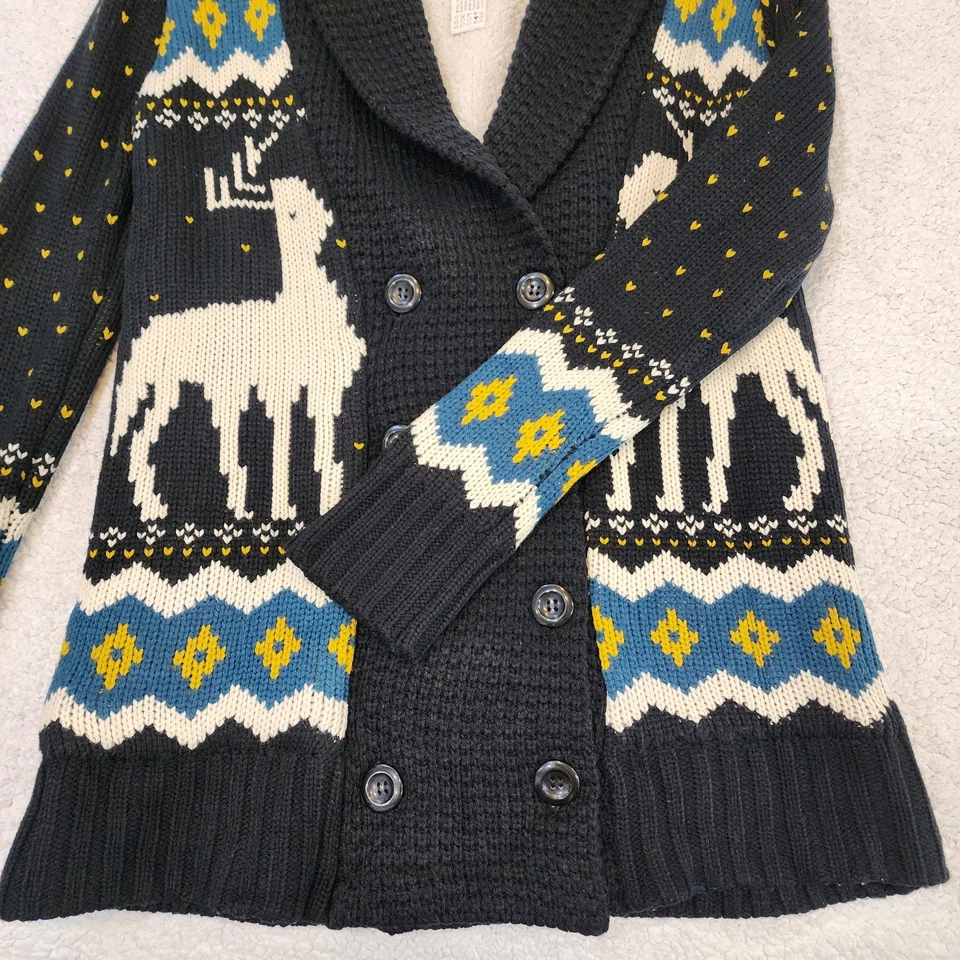 Suéter Temático Invierno S/M Negro Cuello en V Cárdigan-Reno-Botón-Vellón Foto 4 de 4
