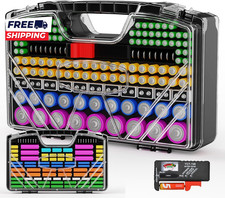 Battery Organizer Storage Holder Box Case with Tester 285 Batteries Double Sided