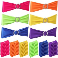 Solid Spandex Stretch Chair Sashes Bows With Buckle For Wedding Party 24 PCS