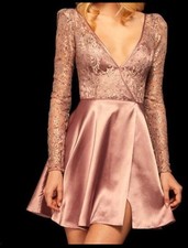 Sherri Hill Dress V neck Lace Mini Rose size Cocktail Evening Dress NWT