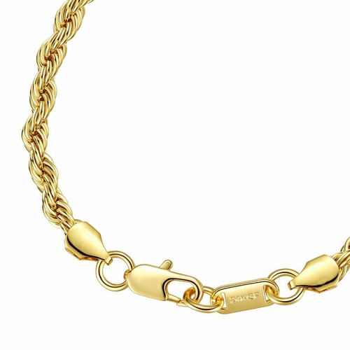 Armband Gold vergoldet Damen Herren 24 Karat Kordelkette WASSERFEST B6069D - Picture 2 of 3