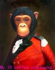 MQ-OP0374 100% Handmade Painted Monkey With Clothes Oil Painting Art On Canvas