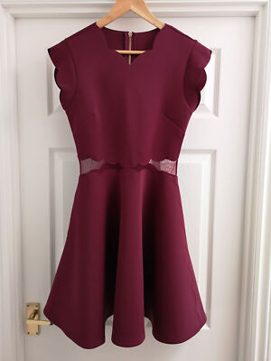 ted baker scallop skater dress TED BAKER scallop sheer mesh cut out fit&flare full skirt skater dress  party 1 8