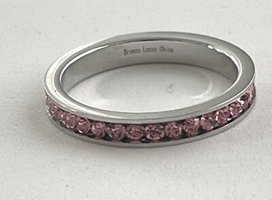 Channel Pink Crystal Eternity 3MM Stackable Band Bronzo Lusso Ring Size 9.25