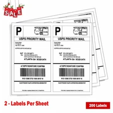 200x Shipping Address Labels 8.5x5.5 Half Sheet Self Adhesive Rectangle Corner