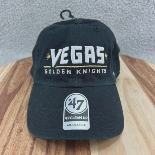 '47 Brand Vegas Golden Knights Black Adjustable Clean Up Hat NHL Hockey - Picture 1 of 5