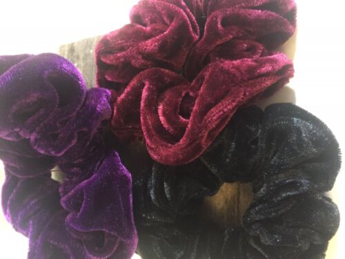 2 x rosette cheveux velours caoutchouc cheveux Scrunchie env. 11 cm noir bordelais rouge violet - Photo 1/2