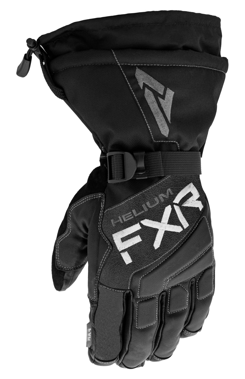 FXR Hybrid Helium Leather Gauntlet Mens Snow Gloves Black