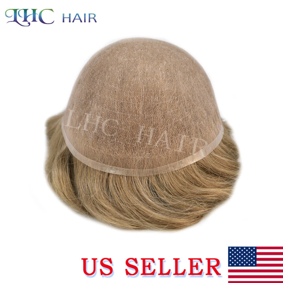 Peluca completa de encaje francés con sistema de reemplazo de cabello humano Toupee para hombre Foto 3 de 4