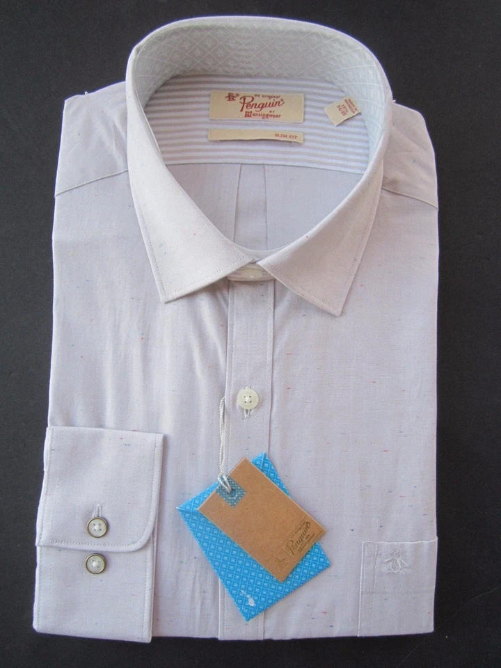 NUEVO NUEVO CON ETIQUETAS PENGUIN MUNSINGWEAR color lino CAMISA DE VESTIR HOMBRE 15 MANGA LARGA 32/33 Foto 2 de 4